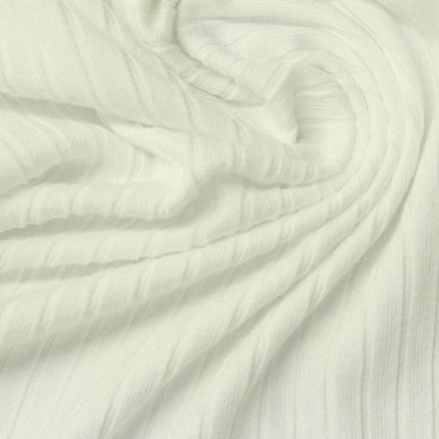 Polyester Stretch Rib Knit Fabric, 176 gsm, 140 cm — White