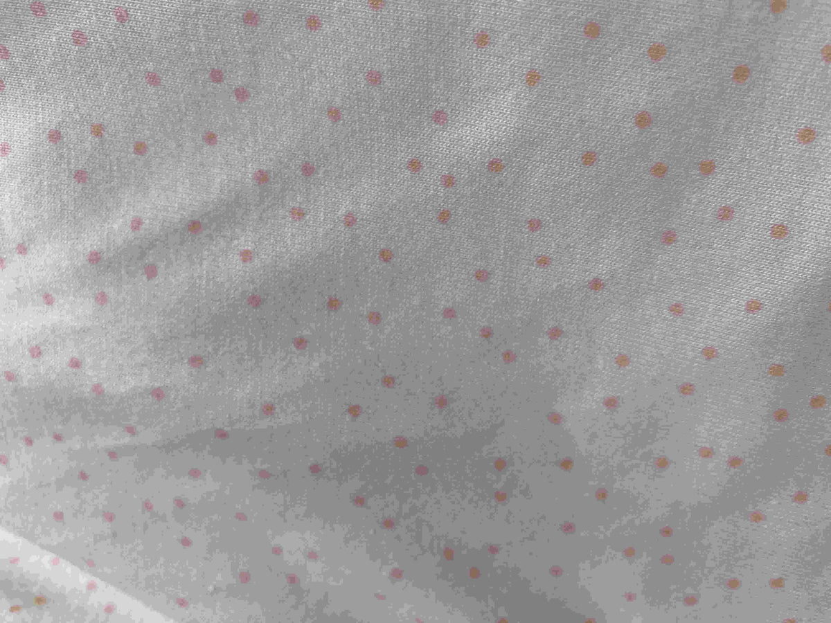 Pink Dots Jersey Knit, Cotton-Poly