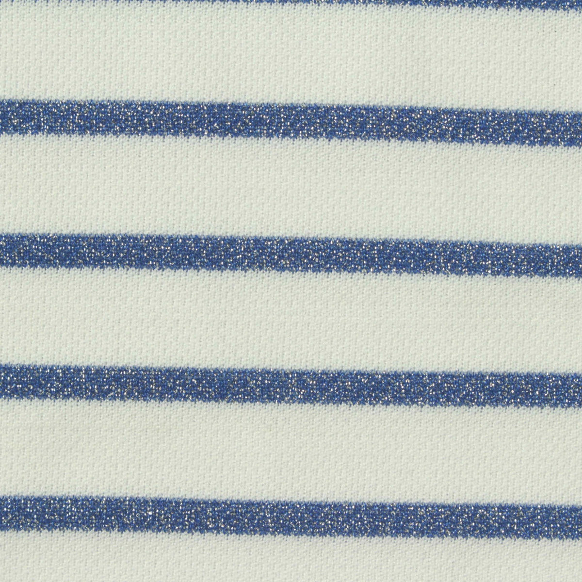Blue Horizontal-Stripe Interlock Knit, Poly-Metallic