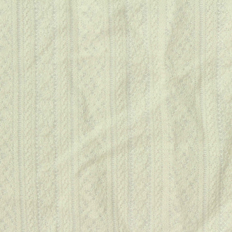 Cream Vertical-Stripe Jacquard, Cotton-Poly