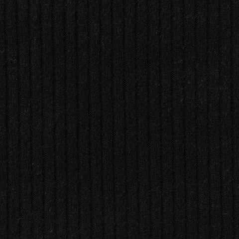 Brushed Polyester Stretch Rib Knit Fabric, 368 gsm, 160 cm — Black