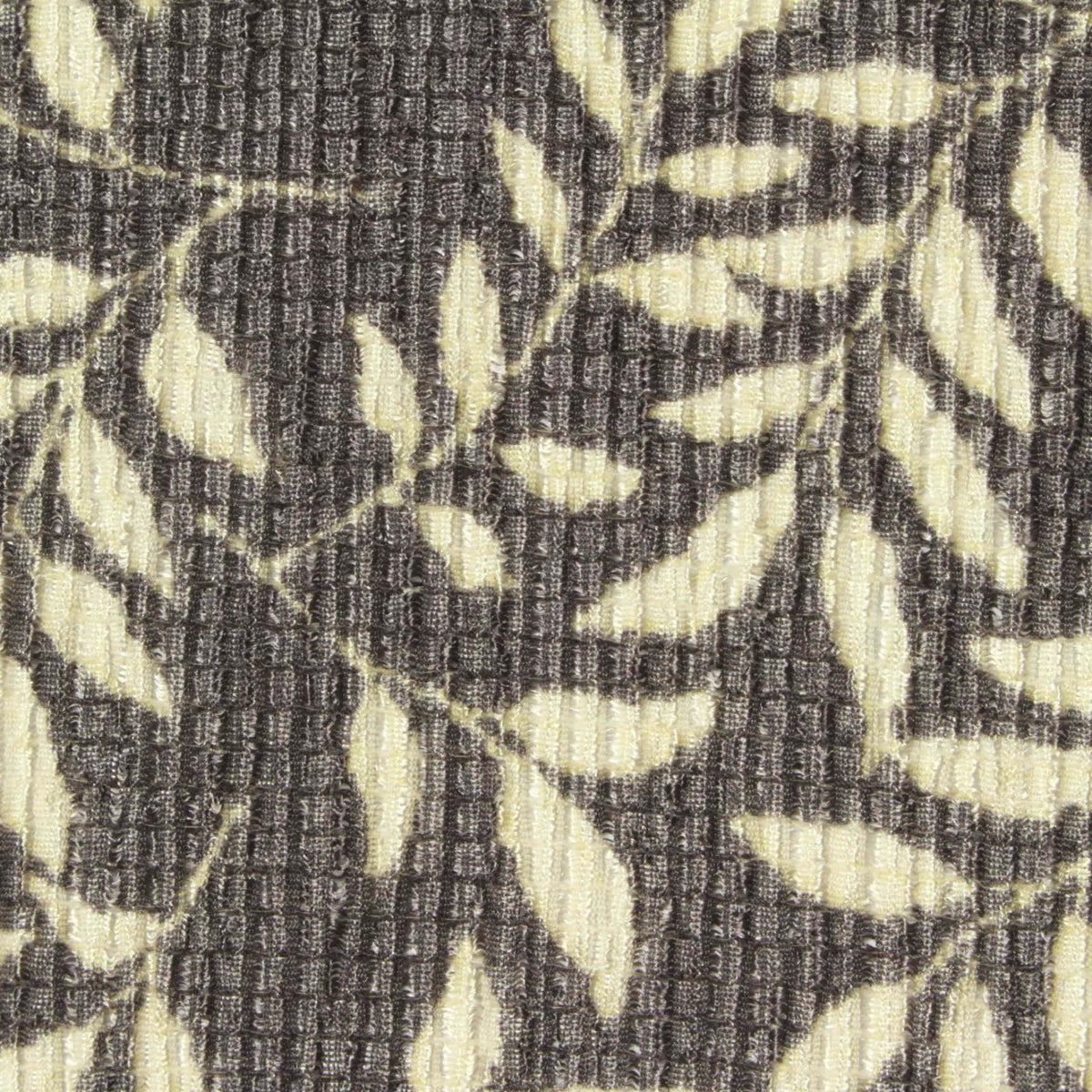 Grey Leaves Crepe, Polyester