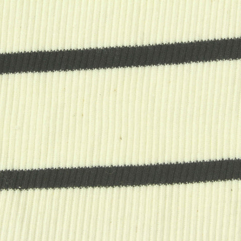 Dark Grey Horizontal-Stripe Rib Knit, Spandex