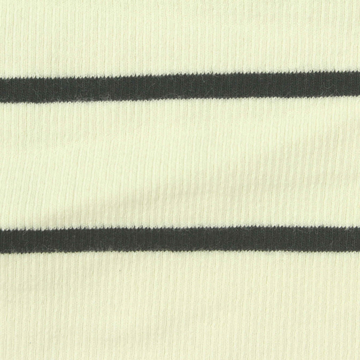 Dark Grey Horizontal-Stripe Rib Knit, Cotton, 300 gsm