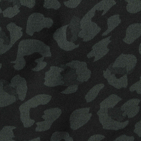 Dark Green Leopard Jersey Knit, Polyester