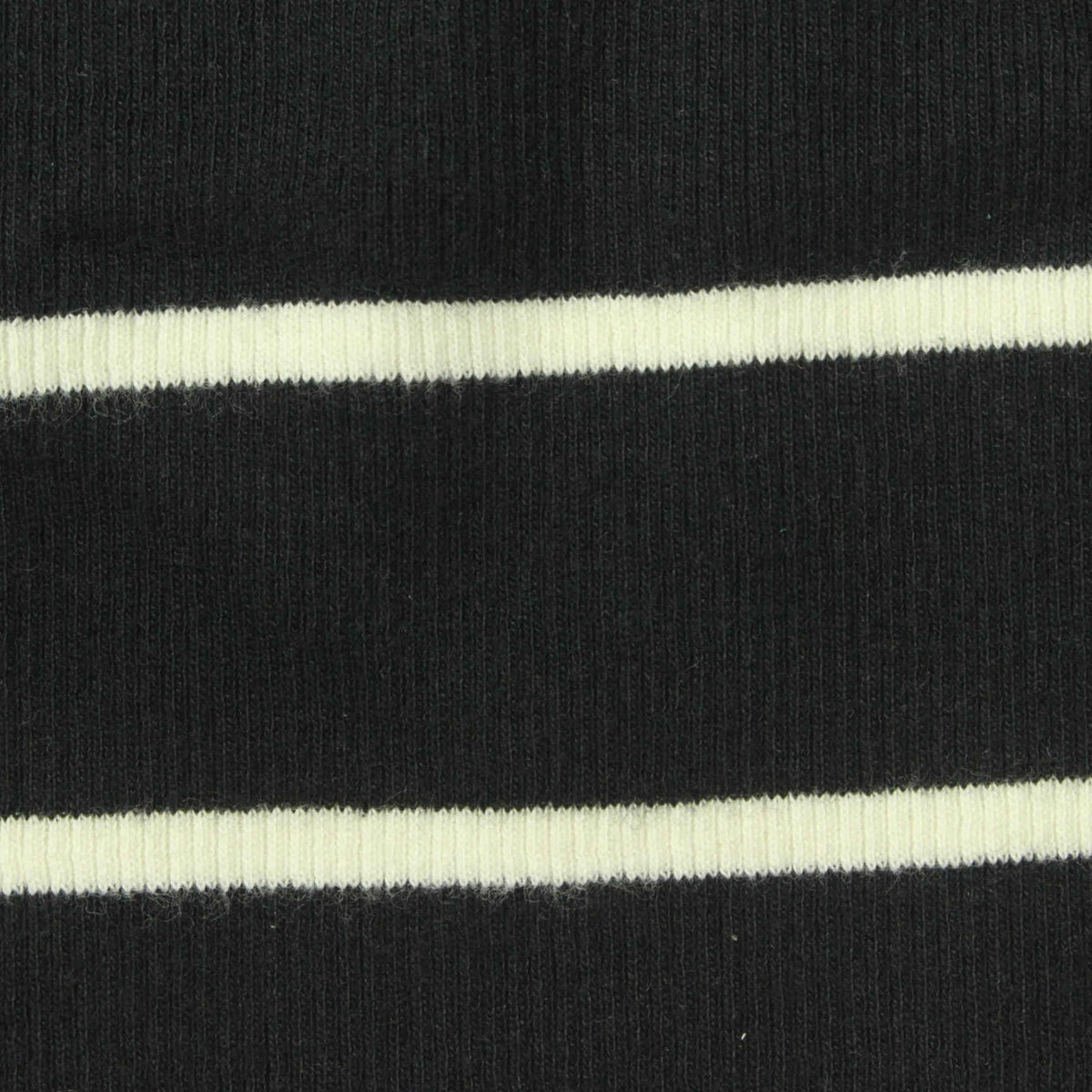 Striped Cotton Stretch Rib Knit Fabric, 300 gsm, 150 cm — Black
