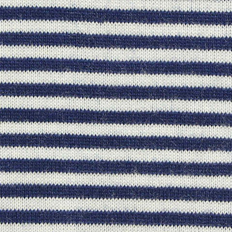 Navy Horizontal-Stripe Jersey Knit, Viscose-Poly, 160 gsm