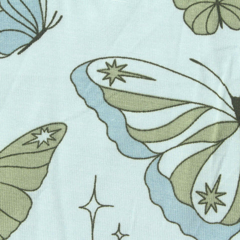Light Blue Butterflies Jersey Knit, Viscose