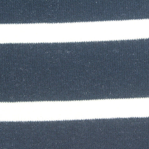Navy Horizontal-Stripe French Terry, Cotton-Poly, 250 gsm