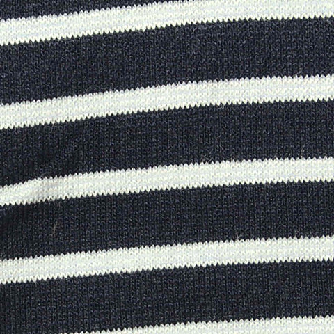 Navy Horizontal-Stripe Ponte Knit, Viscose-Poly, 270 gsm