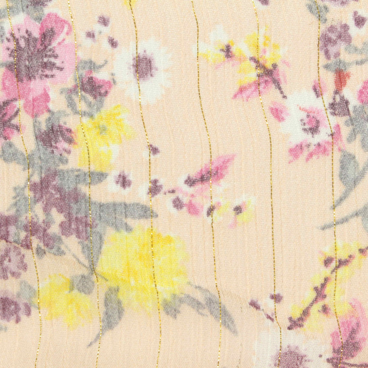 Pink Floral Chiffon, Polyester, 70 gsm
