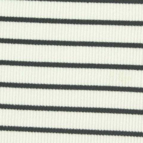 Black Horizontal-Stripe Knit, Polyester, 260 gsm, 185 cm