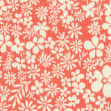 Cream Floral Rib Knit, Cotton-Poly