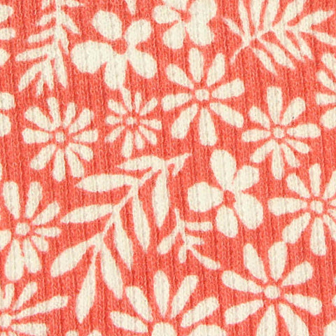 Cream Floral Rib Knit, Cotton-Poly