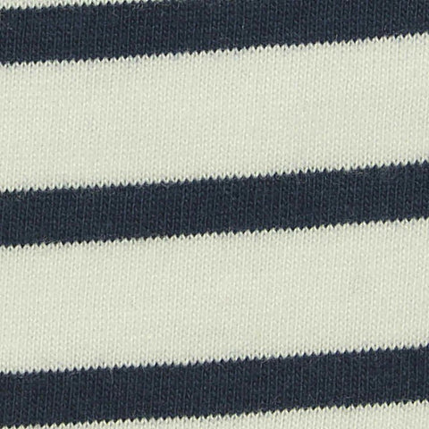 Navy Horizontal-Stripe Jersey Knit, Cotton-Modal, 200 gsm
