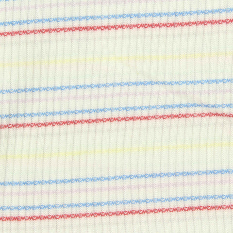 White Horizontal-Stripe Rib Knit, Cotton-Poly, 160 gsm