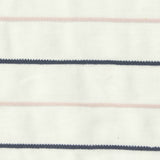 White Horizontal-Stripe Knit, Cotton-Poly