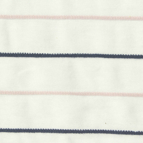 White Horizontal-Stripe Knit, Cotton-Poly, 150 gsm