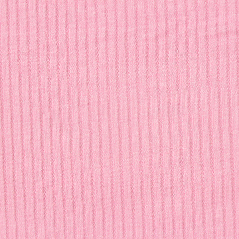 Polyester Viscose Stretch Rib Knit Fabric, 260 gsm — Pink
