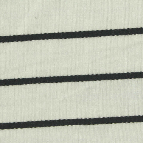 Black Horizontal-Stripe Jersey Knit, Poly-Viscose, 180 gsm