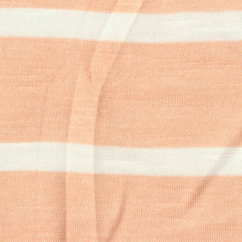 Peach Horizontal-Stripe Jersey Knit, Poly-Viscose