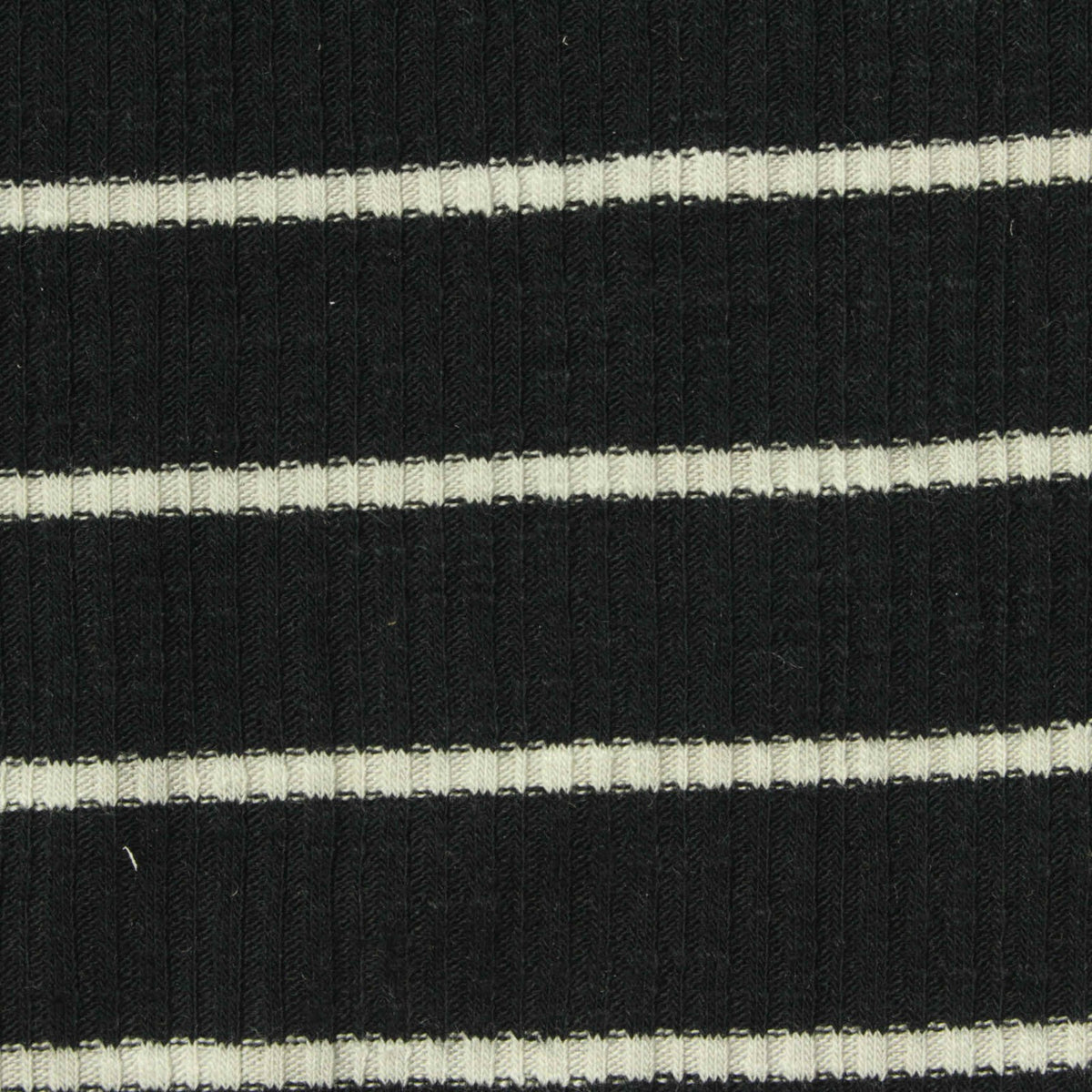 Black Horizontal-Stripe Rib Knit, Poly-Viscose, 210 gsm