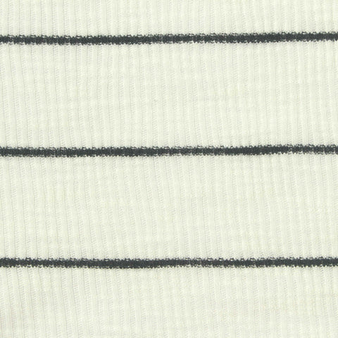 Dark Grey Horizontal-Stripe Rib Knit, Poly-Viscose, 170 gsm