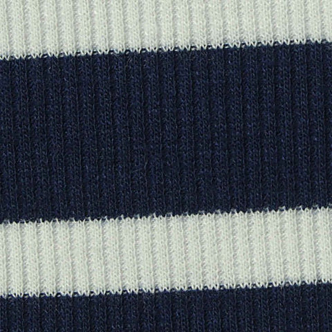 Navy Horizontal-Stripe Rib Knit, Poly-Viscose, 230 gsm
