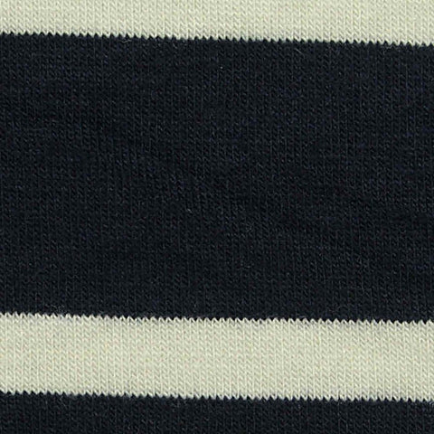 Navy Horizontal-Stripe Jersey Knit, Poly-Viscose, 206 gsm