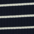 Navy Horizontal-Stripe Rib Knit, Poly-Viscose, 320 gsm