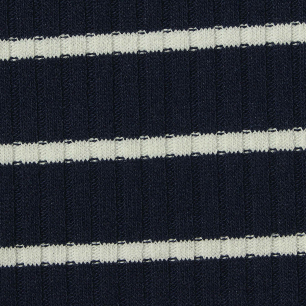Navy Horizontal-Stripe Rib Knit, Poly-Viscose, 320 gsm