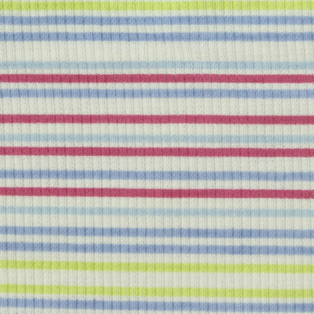 Pink Horizontal-Stripe Rib Knit, Cotton-Poly, 250 gsm