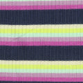 Dark Blue Horizontal-Stripe Rib Knit, Poly-Viscose, 240 gsm