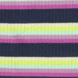 Dark Blue Horizontal-Stripe Rib Knit, Poly-Viscose