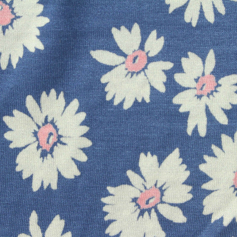 White Flowers Jersey Knit, Viscose, 155 gsm