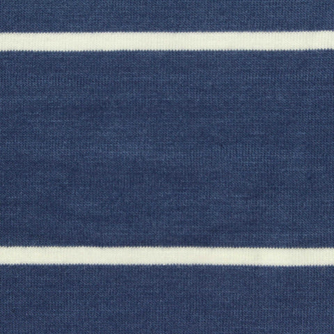 Navy Horizontal-Stripe Jersey Knit, Poly-Viscose, 180 gsm