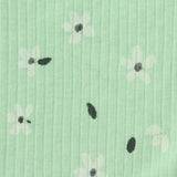 White Flowers Rib Knit, Cotton-Poly