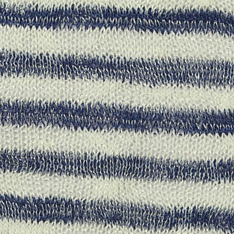 Blue Horizontal-Stripe Chunky Knit, Viscose-Poly, 150 gsm
