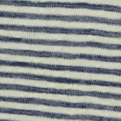 Blue Horizontal-Stripe Chunky Knit, Viscose-Poly, 150 gsm