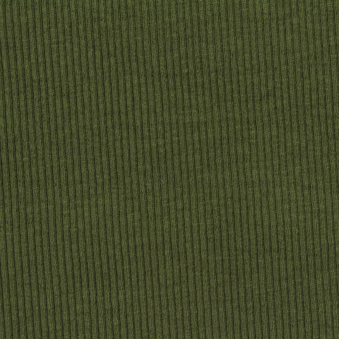 Cotton Polyester Stretch Rib Knit Fabric, 280 gsm — Green