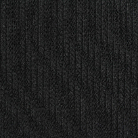 Cotton Viscose Blend Stretch Rib Knit Fabric, 320 gsm — Black