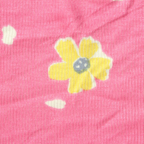 Pink Flowers Rib Knit, Viscose, 220 gsm