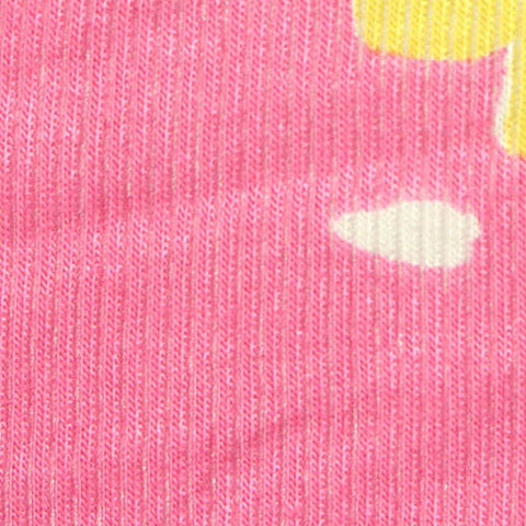 Pink Flowers Rib Knit, Viscose, 220 gsm