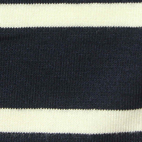 Navy Horizontal-Stripe Jersey Knit, Viscose, 200 gsm