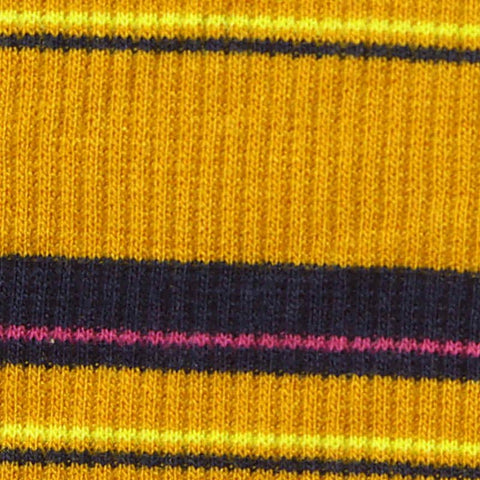 Yellow Horizontal-Stripe Rib Knit, Poly-Viscose, 240 gsm