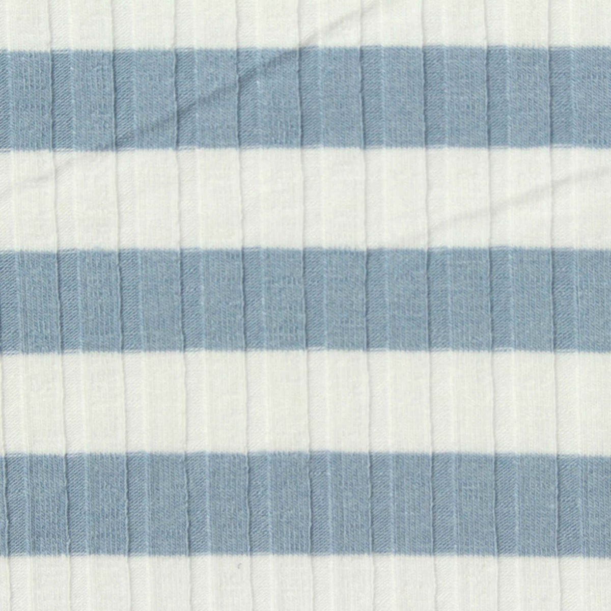 White Horizontal-Stripe Rib Knit, Poly-Viscose, 255 gsm