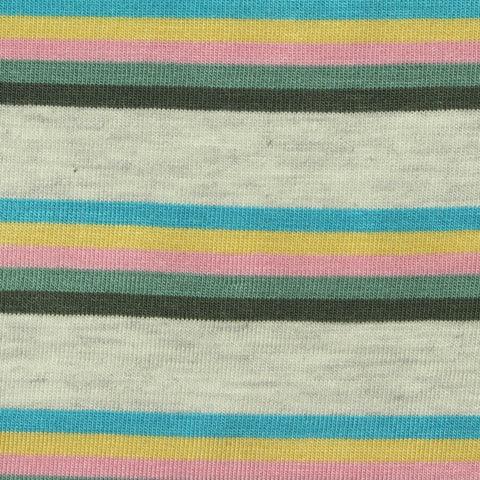 Blue Horizontal-Stripe Jersey Knit, Viscose, 190 gsm