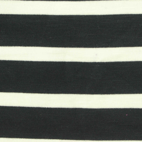 Black Horizontal-Stripe Ponte Knit, Cotton-Poly, 280 gsm