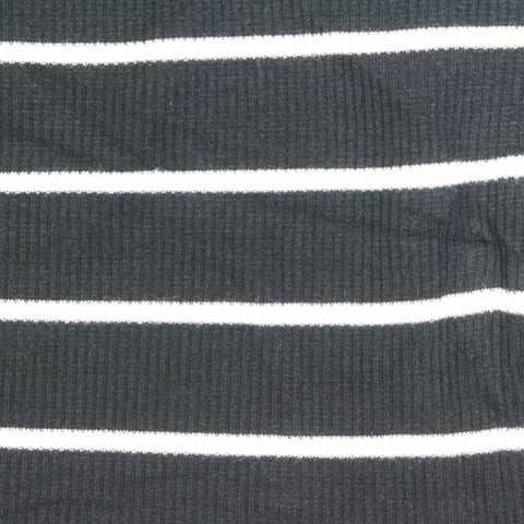 White Horizontal-Stripe Rib Knit, Poly-Viscose, 220 gsm, ref EF-254250