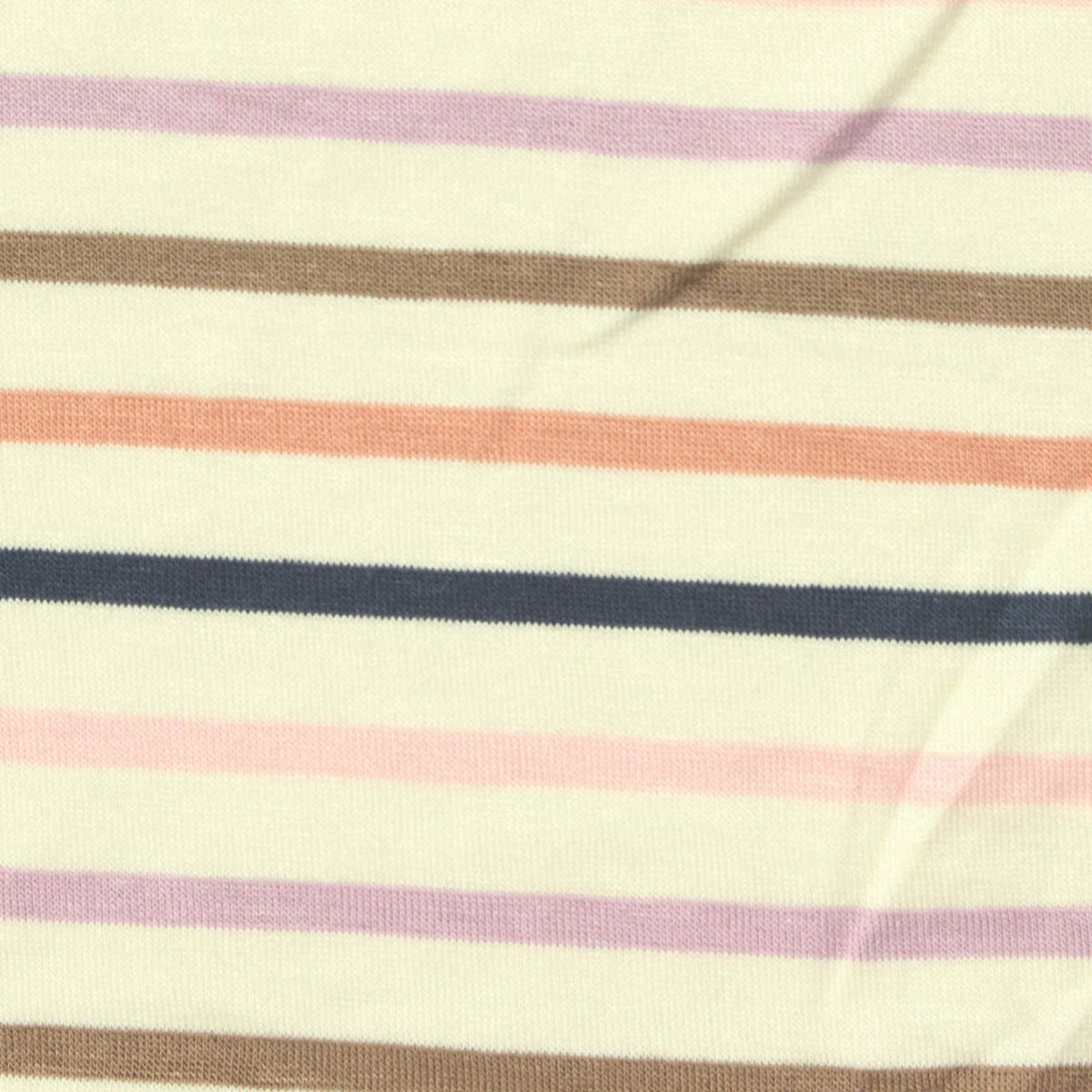 White Horizontal-Stripe Jersey Knit, Viscose, 160 gsm